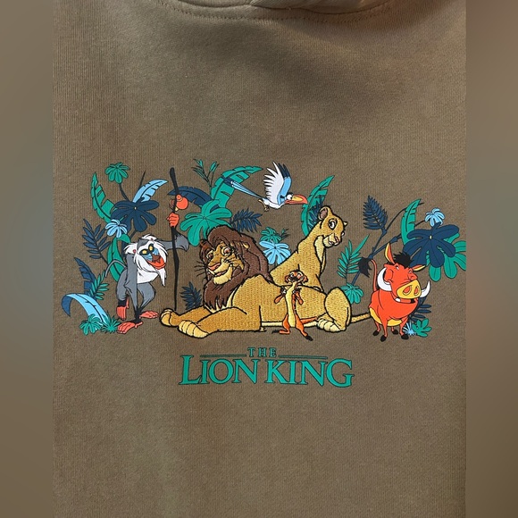 Disney Lion King Olive Green Graphic Hoodie Pullover - Picture 6 of 7